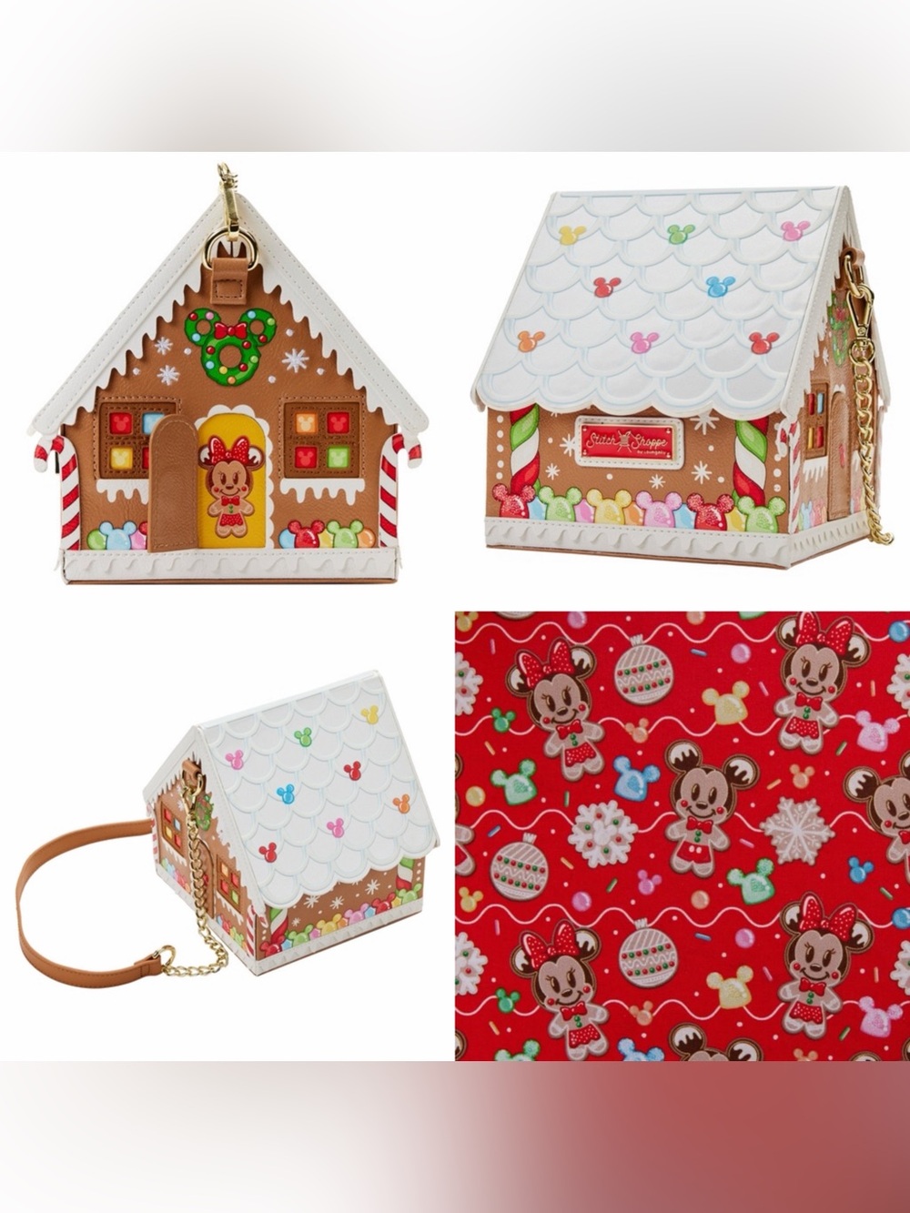 Loungefly Disney Minnie Mouse Gingerbread House Crossbody Bag